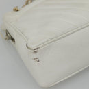 CHANEL Chain V Stitch Shoulder Bag Lamb Skin White CC Auth bs23119-8