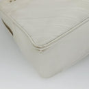 CHANEL Chain V Stitch Shoulder Bag Lamb Skin White CC Auth bs23119-17