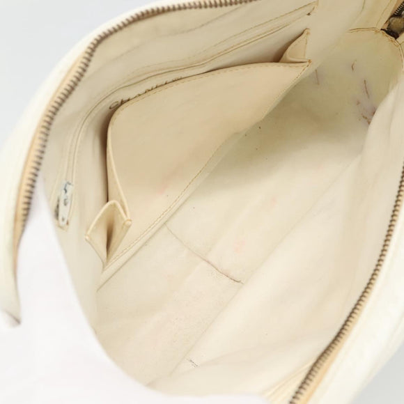 CHANEL Chain V Stitch Shoulder Bag Lamb Skin White CC Auth bs23119