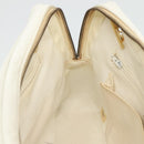 CHANEL Chain V Stitch Shoulder Bag Lamb Skin White CC Auth bs23119-20