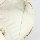 CHANEL Chain V Stitch Shoulder Bag Lamb Skin White CC Auth bs23119-24