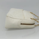 CHANEL Chain V Stitch Shoulder Bag Lamb Skin White CC Auth bs23119-4