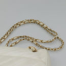 CHANEL Chain V Stitch Shoulder Bag Lamb Skin White CC Auth bs23119-14