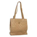 CHANEL Matelasse Shoulder Bag Lamb Skin Beige Gold CC Auth bs23120-1