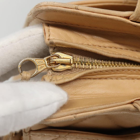 CHANEL Matelasse Shoulder Bag Lamb Skin Beige Gold CC Auth bs23120