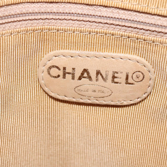CHANEL Matelasse Shoulder Bag Lamb Skin Beige Gold CC Auth bs23120