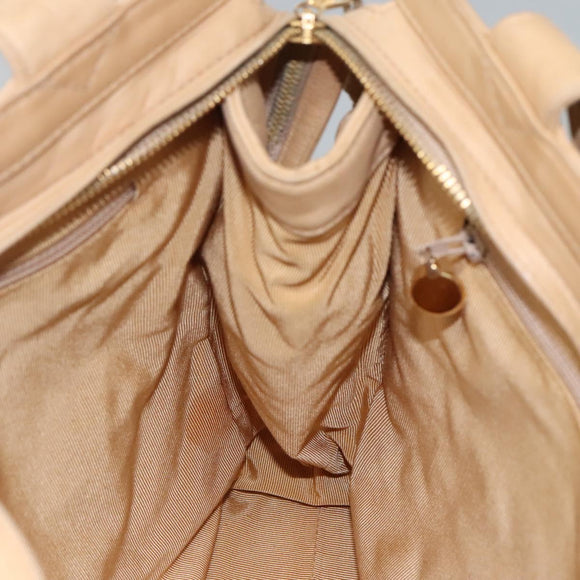 CHANEL Matelasse Shoulder Bag Lamb Skin Beige Gold CC Auth bs23120