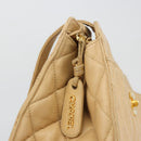 CHANEL Matelasse Shoulder Bag Lamb Skin Beige Gold CC Auth bs23120-20