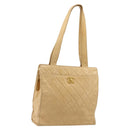 CHANEL Matelasse Shoulder Bag Lamb Skin Beige Gold CC Auth bs23120-1