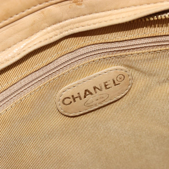 CHANEL Matelasse Shoulder Bag Lamb Skin Beige Gold CC Auth bs23120