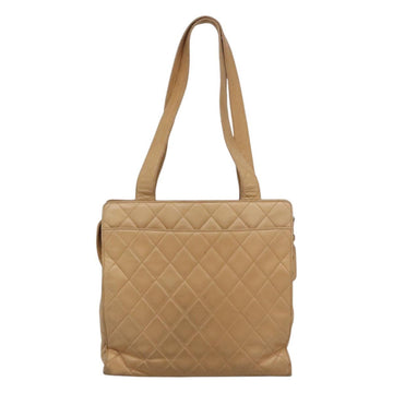 CHANEL Matelasse Shoulder Bag Lamb Skin Beige Gold CC Auth bs23120 - 0