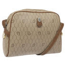 Christian Dior Honeycomb Canvas Shoulder Bag PVC Leather Beige Gold Auth bs23125-1