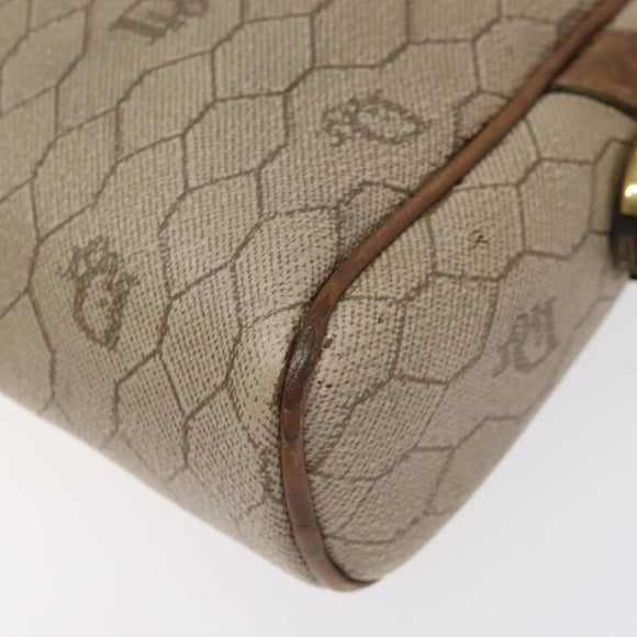 Christian Dior Honeycomb Canvas Shoulder Bag PVC Leather Beige Gold Auth bs23125