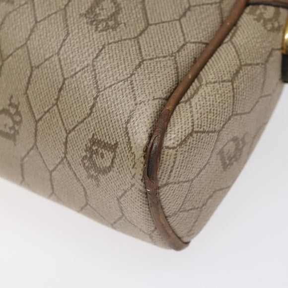 Christian Dior Honeycomb Canvas Shoulder Bag PVC Leather Beige Gold Auth bs23125