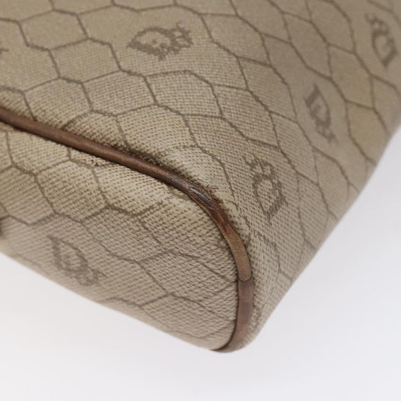 Christian Dior Honeycomb Canvas Shoulder Bag PVC Leather Beige Gold Auth bs23125