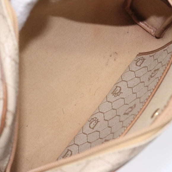 Christian Dior Honeycomb Canvas Shoulder Bag PVC Leather Beige Gold Auth bs23125