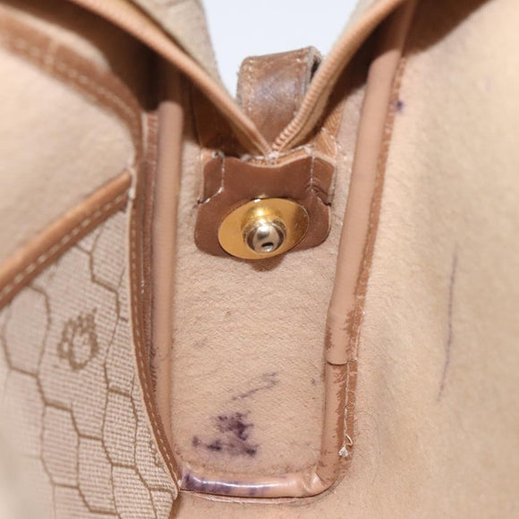 Christian Dior Honeycomb Canvas Shoulder Bag PVC Leather Beige Gold Auth bs23125