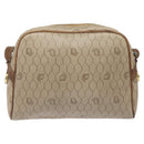 Christian Dior Honeycomb Canvas Shoulder Bag PVC Leather Beige Gold Auth bs23125-2