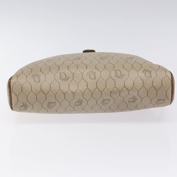 Christian Dior Honeycomb Canvas Shoulder Bag PVC Leather Beige Gold Auth bs23125