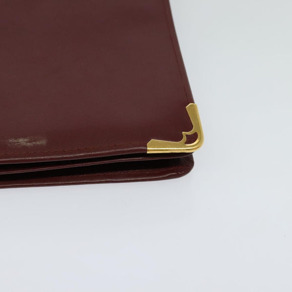 CARTIER Clutch Bag Leather 2 Set Red Beige Auth bs23136