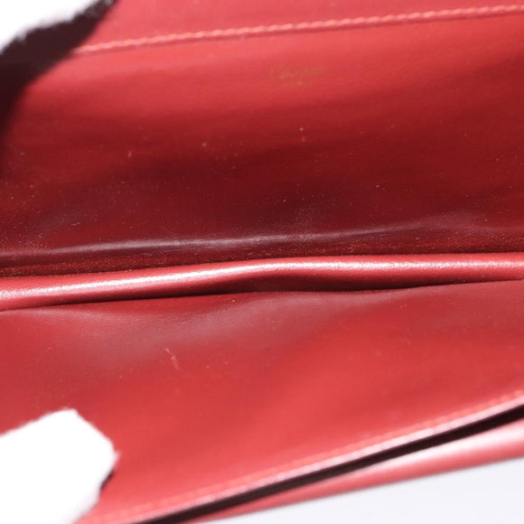 CARTIER Clutch Bag Leather 2 Set Red Beige Auth bs23136