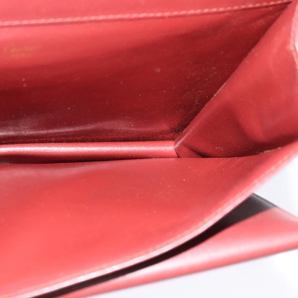 CARTIER Clutch Bag Leather 2Set Red Beige Auth bs23136