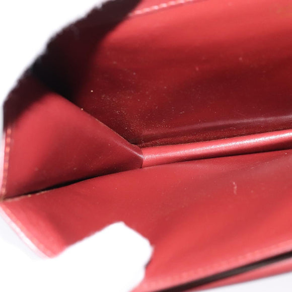 CARTIER Clutch Bag Leather 2Set Red Beige Auth bs23136