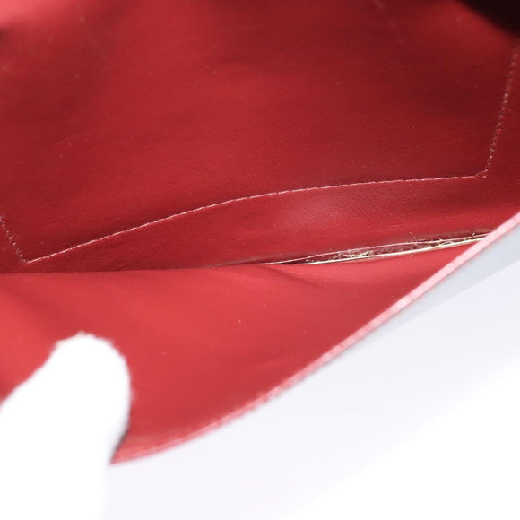 CARTIER Clutch Bag Leather 2 Set Red Beige Auth bs23136