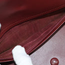 CARTIER Clutch Bag Leather 2Set Red Beige Auth bs23136-20