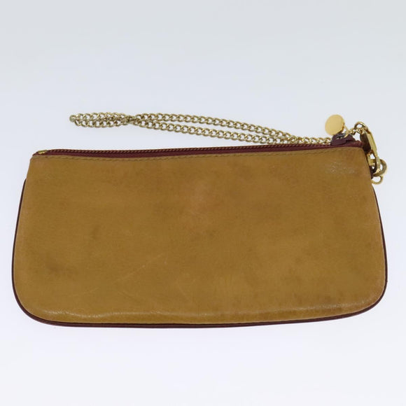 CARTIER Clutch Bag Leather 2 Set Red Beige Auth bs23136
