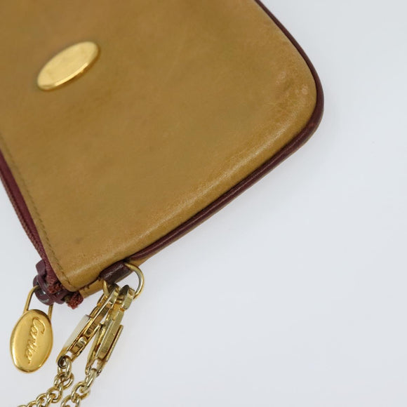 CARTIER Clutch Bag Leather 2Set Red Beige Auth bs23136