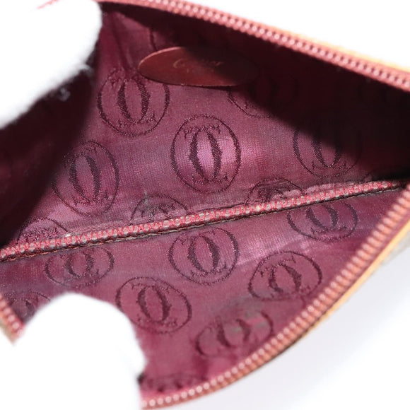 CARTIER Clutch Bag Leather 2Set Red Beige Auth bs23136