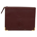 CARTIER Clutch Bag Leather 2 Set Red Beige Auth bs23136-2