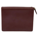 CARTIER Clutch Bag Leather 2 Set Red Beige Auth bs23136-3