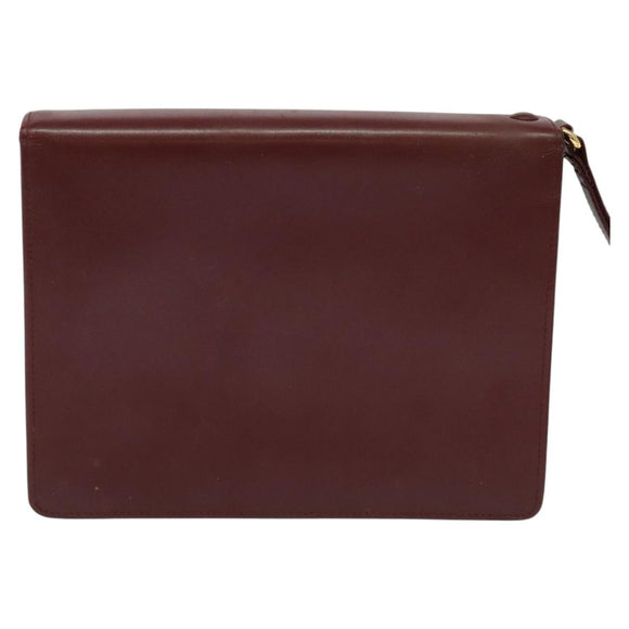 CARTIER Clutch Bag Leather 2 Set Red Beige Auth bs23136