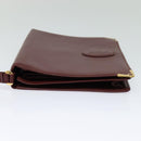 CARTIER Clutch Bag Leather 2Set Red Beige Auth bs23136-4