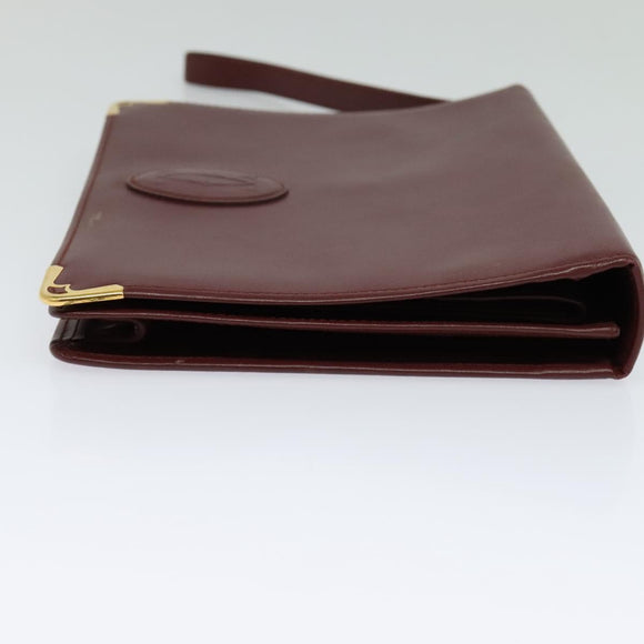CARTIER Clutch Bag Leather 2Set Red Beige Auth bs23136