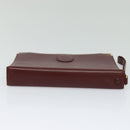CARTIER Clutch Bag Leather 2 Set Red Beige Auth bs23136-6