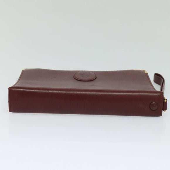 CARTIER Clutch Bag Leather 2 Set Red Beige Auth bs23136