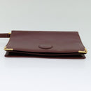 CARTIER Clutch Bag Leather 2Set Red Beige Auth bs23136-8