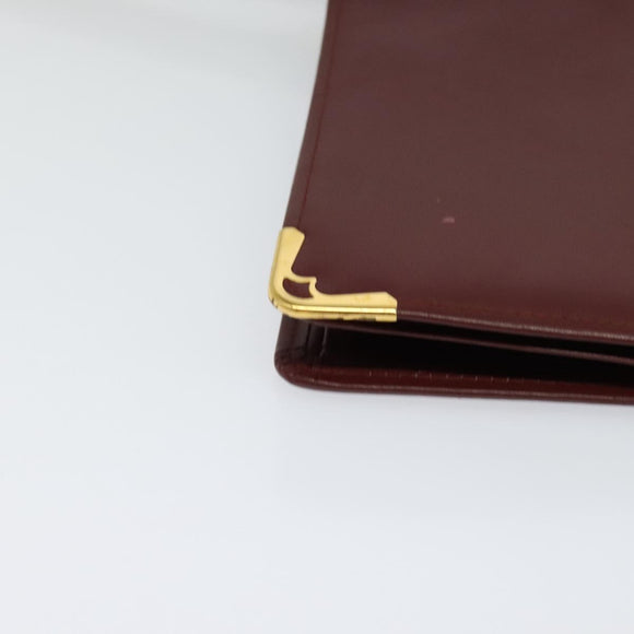 CARTIER Clutch Bag Leather 2 Set Red Beige Auth bs23136
