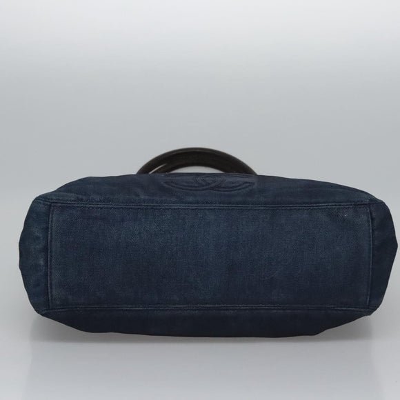 CHANEL Hand Bag Denim Blue CC Auth bs23137