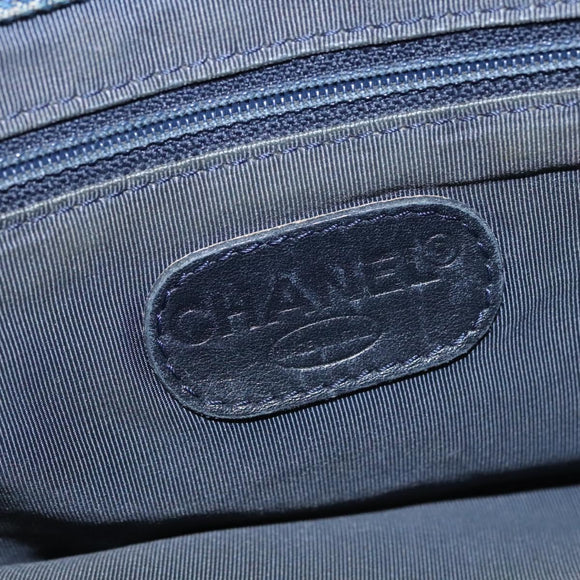 CHANEL Hand Bag Denim Blue CC Auth bs23137