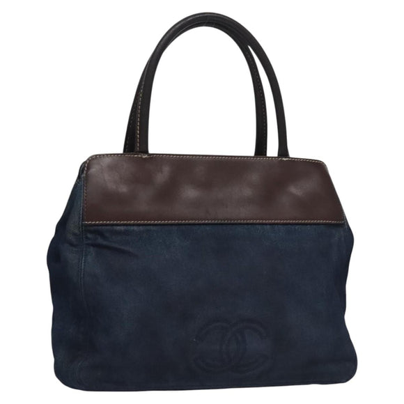 CHANEL Hand Bag Denim Blue CC Auth bs23137