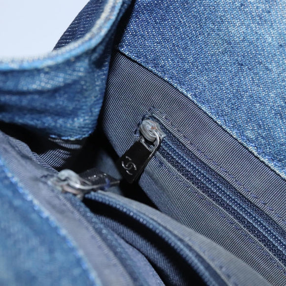 CHANEL Hand Bag Denim Blue CC Auth bs23137