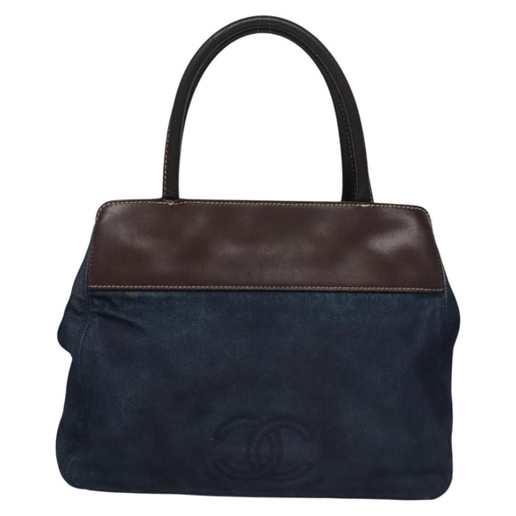 CHANEL Hand Bag Denim Blue CC Auth bs23137