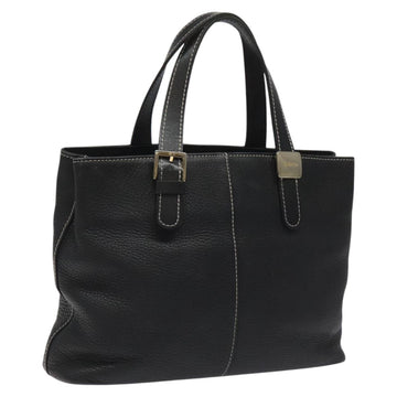 Burberrys Tote Bag Leather Black Auth bs23138