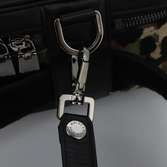 DOLCE&GABBANA Leopard Waist Bag Canvas Green Black Auth bs23142