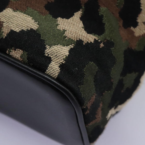 DOLCE&GABBANA Leopard Waist Bag Canvas Green Black Auth bs23142