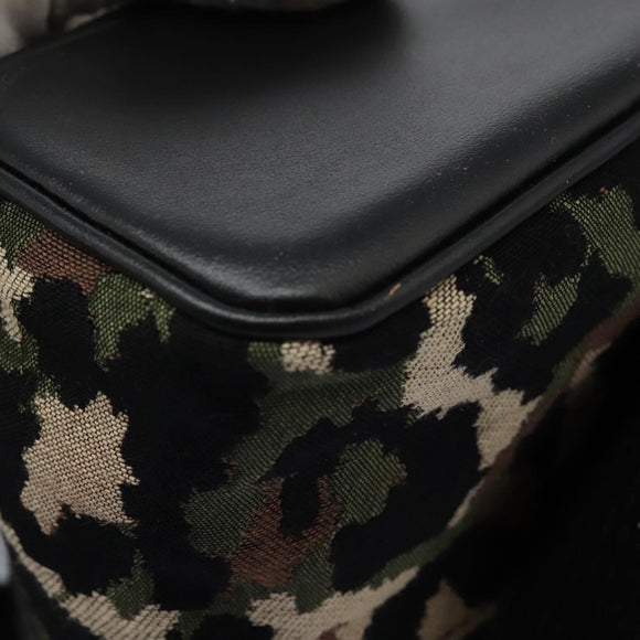 DOLCE&GABBANA Leopard Waist Bag Canvas Green Black Auth bs23142